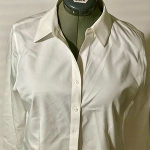 Long sleeve white Italian cotton button up shirt